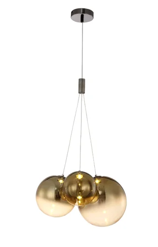 Светильник подвесной LED ELCHE SP3 GOLD Crystal Lux медь на 3 лампы, основание чёрное в стиле современный шар фото 2